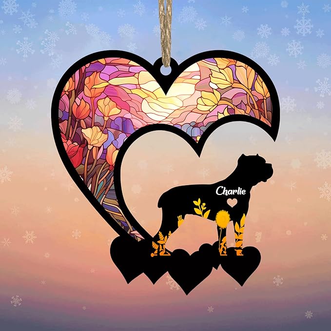 Lovely POD Cane Corso Suncatcher Ornaments, Personalized Cane Corso Memorial with Name, Dogs Loss Ornaments, Dog Remembrance Gift, Dog Memory Ornament, Loss of Dogs Sympathy Gifts