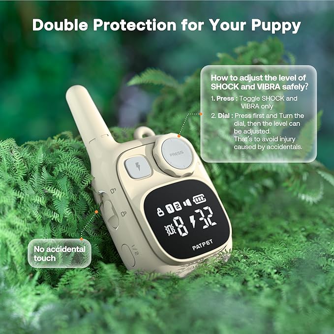 PATPET Dog Training Collar - IPX7 Waterproof Static Collar for Dogs 8-100lbs, 1800ft Rechargeable Dog Trainer with Remote for 2 Dogs, 3 Safe Modes