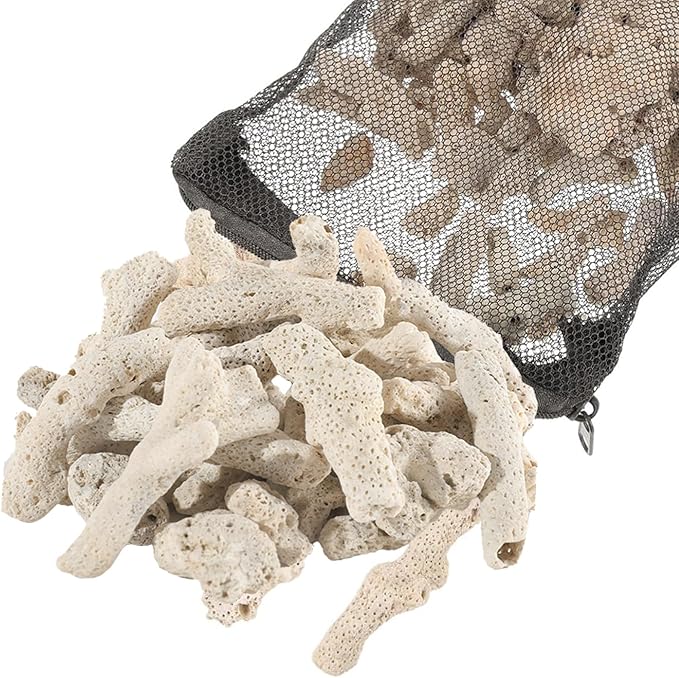 Crushed Coral for Freshwater Aquariums - Natural Filter Media，1.1 LB Crushed Coral for Aquarium，Bio Ceramic Filter Media Fish Tank Filtration Material Pond Filter Media Reusable Aquarium Filter