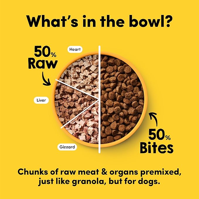 RawMix50 Premium Freeze-Dried Raw Cage-Free Chicken Recipe Dog Food, Protein Rich, Includes Kibble, Non-GMO, No Wheat or Corn, 12 oz