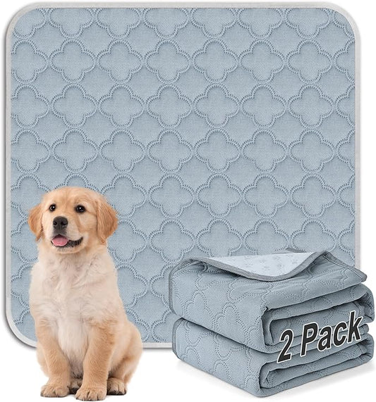 Washable Pee Pads for Dogs - 2 Pack Reusable, Waterproof Puppy Pads, Super Absorbent with Dog Paw Shape Non-Slip Backing (Light Grey, 31" X 36" - 2 Pack)