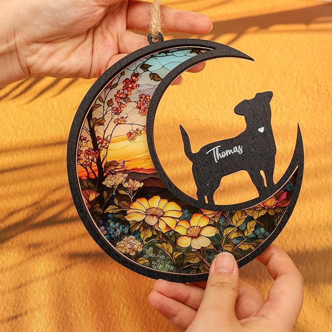 NAZENTI Personalized Dog Suncatcher & Memorial Ornament - Custom Dog Remembrance Gift for Christmas Tree