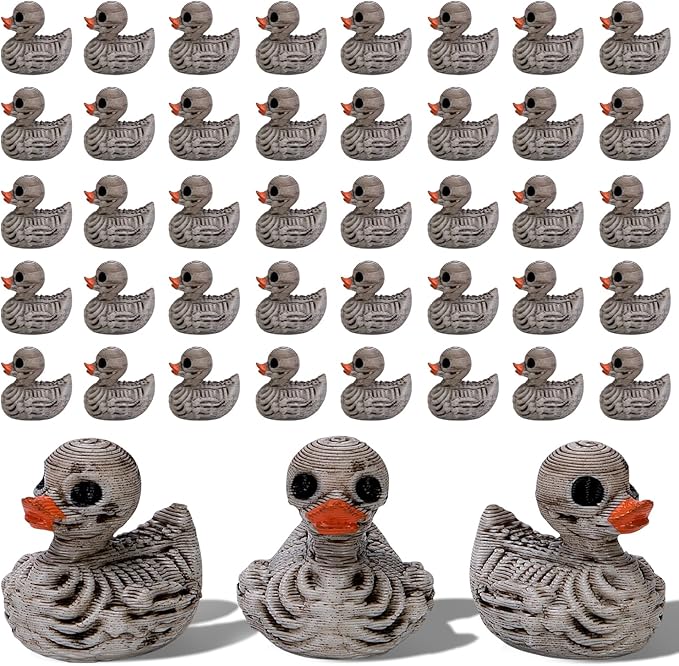 Watayo 60 Pcs Halloween Mini Duck Skeleton Decorations, Spooky Tiny Skeleton Duck Figurines, Miniature Halloween Bones Ducks Statues for Hide and Seek Horror Scene Graveyard Garden Potted Party Decor