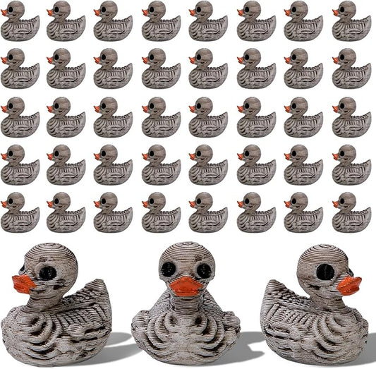 Watayo 60 Pcs Halloween Mini Duck Skeleton Decorations, Spooky Tiny Skeleton Duck Figurines, Miniature Halloween Bones Ducks Statues for Hide and Seek Horror Scene Graveyard Garden Potted Party Decor