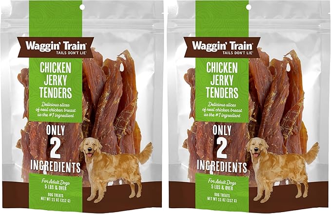 Waggin' Train Dog Treat, Grain Free, Limited Ingredient, Chicken | Jerky Tenders | 11 oz Pouch | Pack of 2