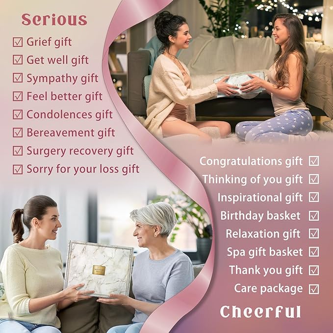 Birthday Gifts,self Care,11PC Care Package with Moon Lamp,Get Well Soon Gift Baskets for Women After Surgery,Condolences Gift Basket for Loss,Sympathy Baskets for Friend,mom (Pink)