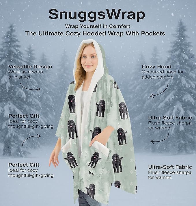 E&S Pets Sherpa Wearable Blanket Hoodie for Women – Soft Fleece Snuggs Wrap – 32 Dog & Cat Breeds – Warm Pet Lover Gifts