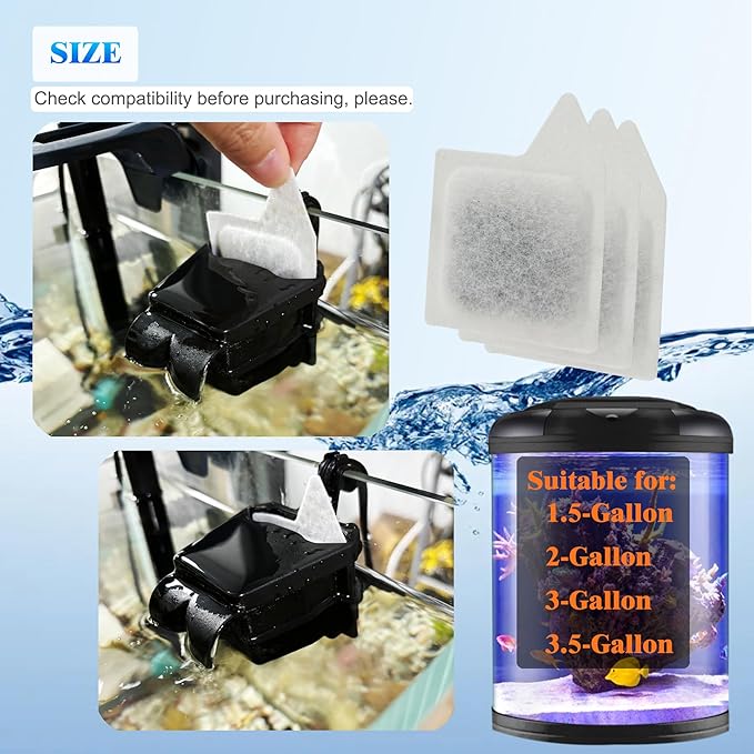 6 Pack Replacement Filter Cartridges XS for Tetra Whisper Extra Small Fish Tanks Filter; Refilled Filter Cartridges XS for Aquarium Kits Less 3 Gallons