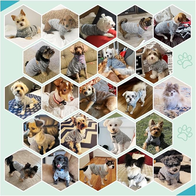 Jecikelon Dog Clothes Dogs Sweater Soft Puppies Clothing Winter Puppy Sweaters Warm Outfit for Dogs Small XXS XS Cat Apparel (Grey, L)