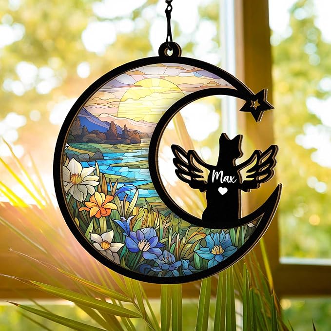 Chillever Basenji Memorial Suncatcher – Personalized Dog Remembrance Ornament, Pet Loss Gift for Dog Lovers