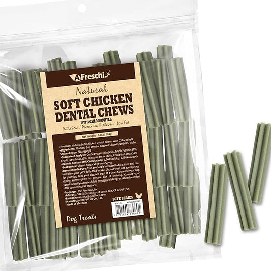 Afreschi Soft Dental Dog Treats, All Natural, High-Protein, Healthy & Easily Digestible, Grain-Free Puppy Chews, Human Grade Training & Rewards Dog Snacks, Dental Chews, 24 oz Pack