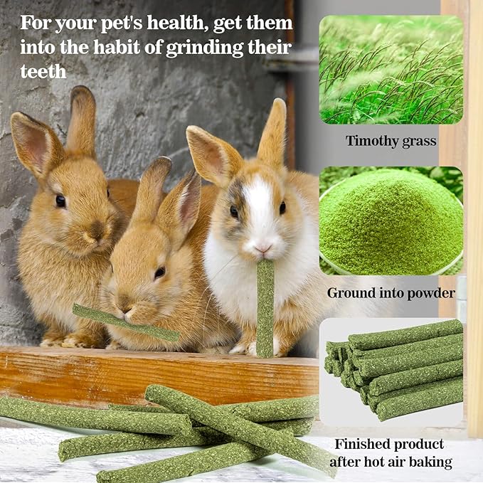 Sukh 300g Rabbit Toys - Natural Timothy Hay Sticks, Apple Stick and Sweet Bamboo Sticks Rabbit Treats Teeth Grinding Bunny Toys Sets for Rabbits, Squirrels, Guinea Pigs, Chinchilla