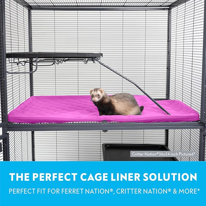 Paw Inspired Fitted Fleece Liner for Ferret Nation, Critter Nation Cage for Ferrets, Rats, Chinchillas, Hedgehogs & Other Small Animals (Pink, Top Pan Liner)