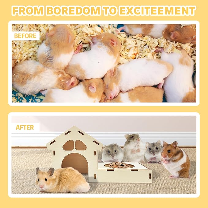 Guinea Pig Foraging Toys, Small Animals Hide Treats Foraging Puzzle Toys,Wooden Foraging Game Interactive Enrichment Toy for Rabbits, Hamsters, Bunny, Chinchillas, Rats and Gerbils