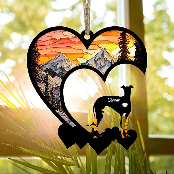 Lovely POD Italian Greyhound Suncatcher Ornaments, Personalized Italian Greyhound Memorial with Name, Dogs Loss Ornaments, Dog Remembrance Gift, Dog Memory Ornament, Loss of Dogs Sympathy Gifts