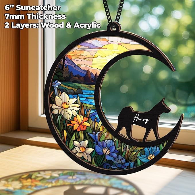 6'' Basenji Dog Memorial Suncatcher Personalized Name Dog Breed Pet Ornament Window Car Hanging Sympathy Gift for Loss of Pet Passed Away Remembrance Gift for Dog Lovers SCD-B11-6-44