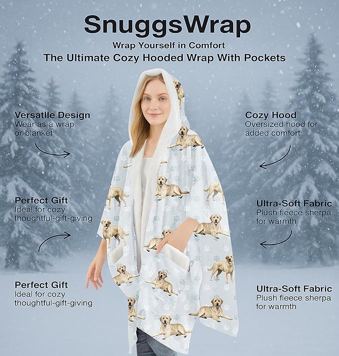 E&S Pets Sherpa Wearable Blanket Hoodie for Women – Soft Fleece Snuggs Wrap – 32 Dog & Cat Breeds – Warm Pet Lover Gifts
