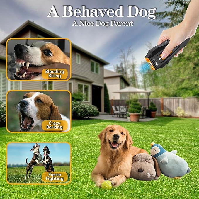 Ultrasonic Dog Trainer G2 | 3-in-1 Bark Deterrent | Anti Barking Training Device ，Dog Silencer | Barks No More Devices | Stop Control Dogs Bad Behavior | Stopper Corrector Clicker Repellent (Black)