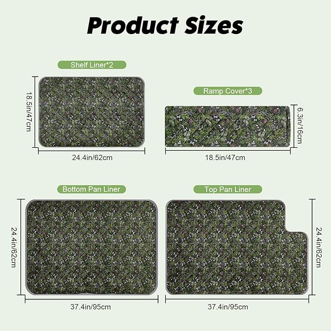 Bienbee Ferret Cage Liner Set, Waterproof Ferrets Cage Accessories for Small Animals Rats Chinchillas Hedgehogs Ferrets(Deep Green, Double Unit Combo)