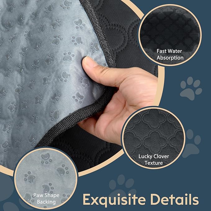 Washable Pee Pads for Dogs - 1 Pack Reusable Pee Pads，Waterproof Puppy Pads，Pet Training Pads，Super Absorbent with Dog Paw Shape Non-Slip Backing (Dark Grey, 72" X 72" - 1 Pack)