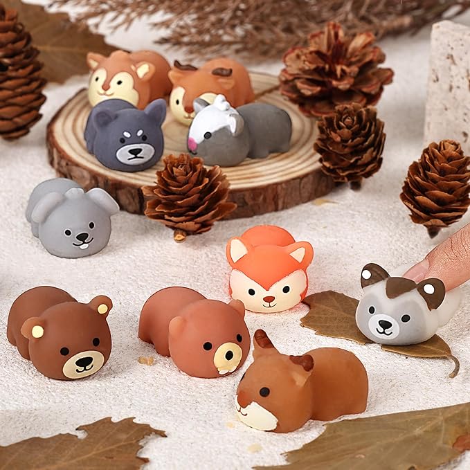 36 PCS Woodland Party Favors Mochi Squishy Forest Aniamls Toys for Kids