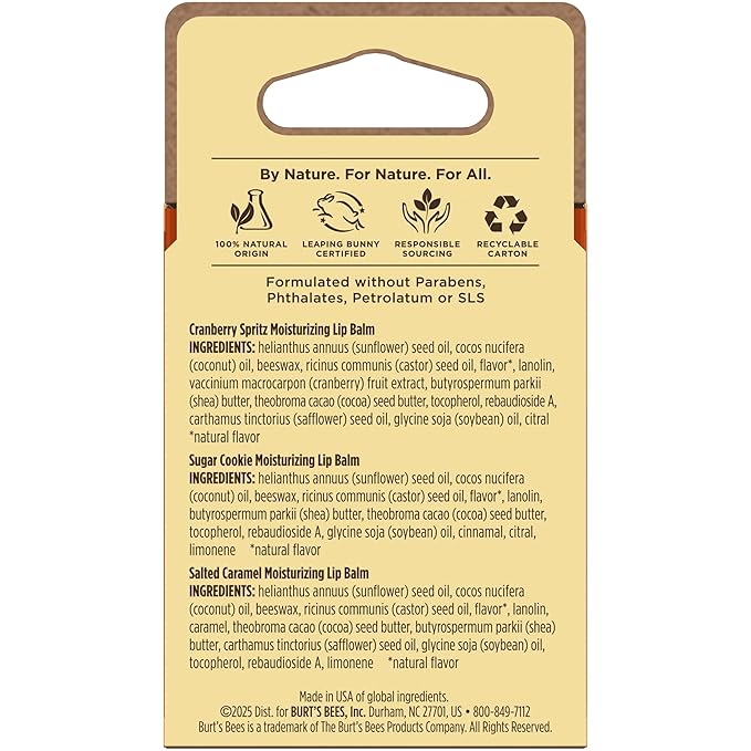 Burt's Bees Cozy Season Lip Balm Set, Natural Origin Lip Care, 3 Tubes, 0.15 oz.