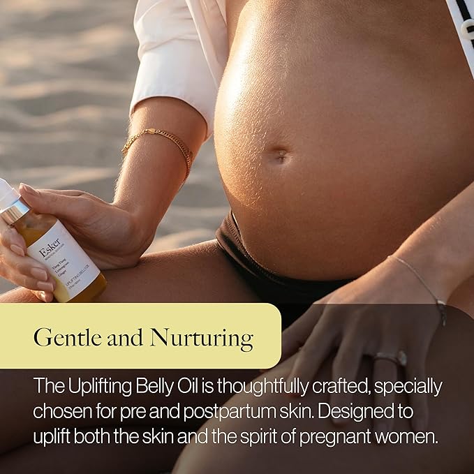 Esker Natural Uplifting Belly Oil | (2.0oz) | Plant-Based Formulated with Antioxidants Promoting Deep Hydration and Cell Regeneration | Skin Stays Nourished and Resilient During Pregnancy