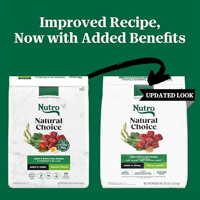 Nutro Natural Choice Adult Healthy Weight Dog Food, Lamb & Brown Rice Recipe, 30 lb. Bag