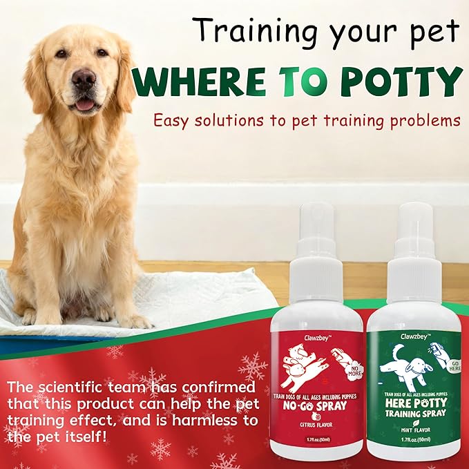 Dog Potty Spray Set, No-Go Spray & Here Potty Training Spray, Puppy Essentials, Stops Urination & Marking, Indoor and Outdoor Use (1.7 fl oz, 2 Pack)