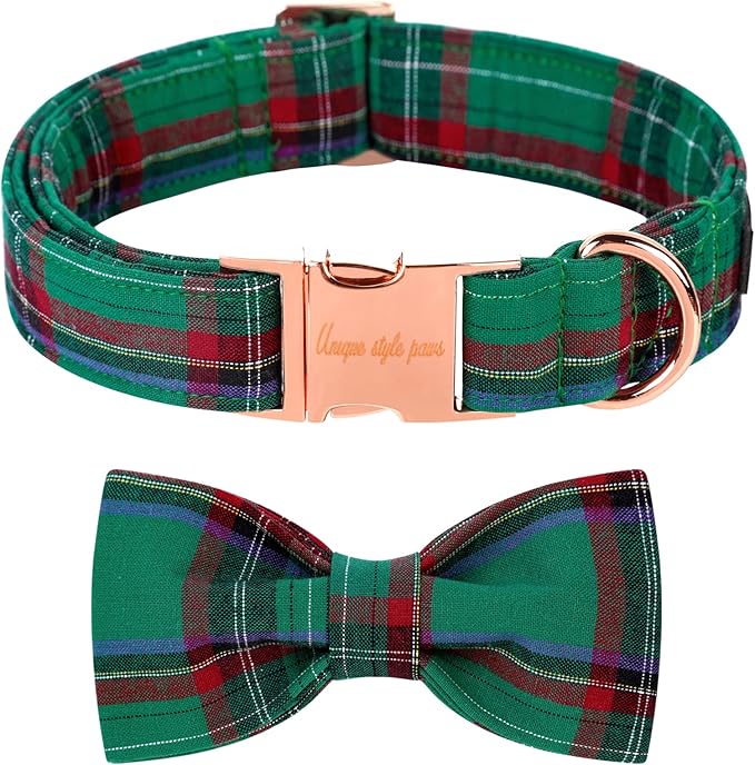 Unique style paws Dog Collar with Bow Tie Christmas Dog Collar for Small Medium Large Dogs with Adjustable Metal Buckle -XS