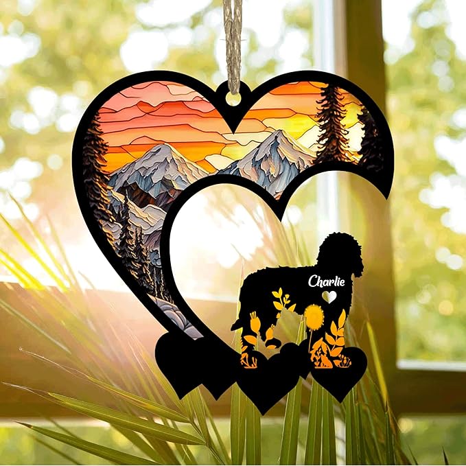 Lovely POD Labradoodle Suncatcher Ornaments, Personalized Labradoodle Memorial with Name, Dogs Loss Ornaments, Dog Remembrance Gift, Dog Memory Ornament, Loss of Dogs Sympathy Gifts