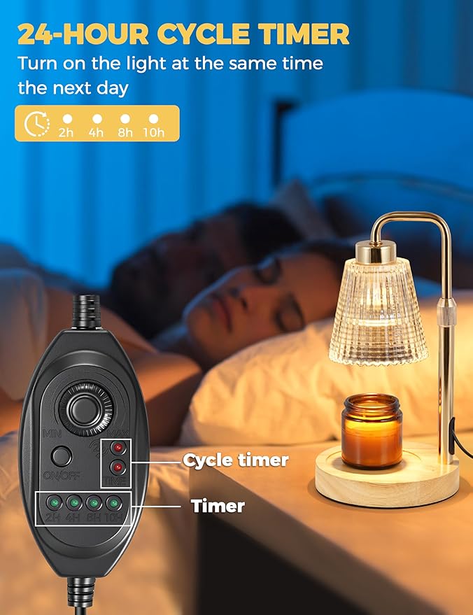 Candle Warmer Lamp with Timer Dimmable, Birthday Gifts for Women Mom, House Warming Gifts New Home Decor, Wax Melt Warmer for Jar Candles with 2 Bulbs