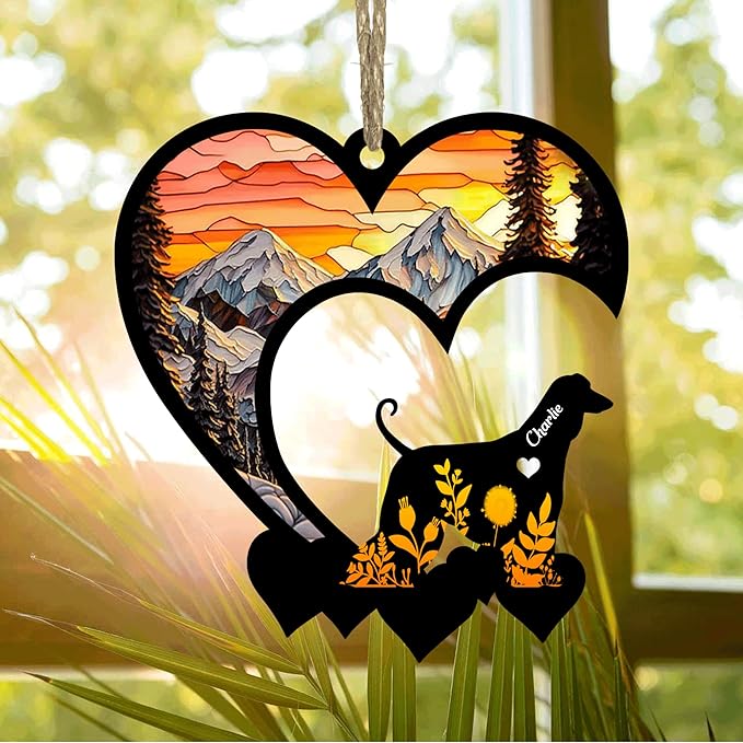 Lovely POD Afghan Hound Suncatcher Ornaments, Personalized Afghan Hound Memorial with Name, Dogs Loss Ornaments, Dog Remembrance Gift, Dog Memory Ornament, Loss of Dogs Sympathy Gifts