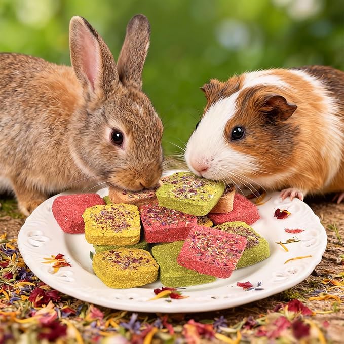 Abizoo Rabbit Chew Toys for Bunny Natural Rabbits 15Pcs Chew Treats with Organic Timothy Hay Carrot Pumpkin Calendula Beet and Rose, Bunny Treat for Rabbits Guinea Pigs Hamsters Chinchillas