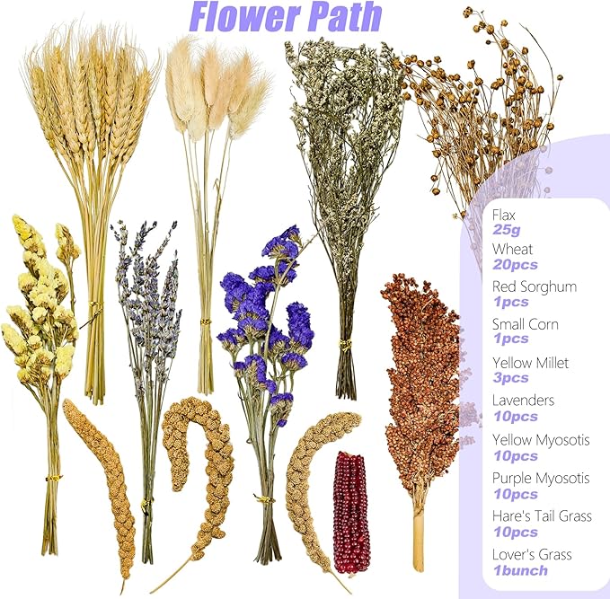 Natural Hamster Flower & Herb Habitat Deocr, Edible Hamster Sprays Flowers Bedding Mate, Hamsters Cage Enrichment Decoration Accessories for Dwarf Syrian Hamster Gerbil Mice Degus
