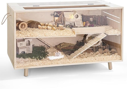 Pine Small Animals Houses&Habitats Chewproof, 40" Pine Guinea Pig Cage Hamster Cage for Small Animals (40" Large, Short-Legged Stick)