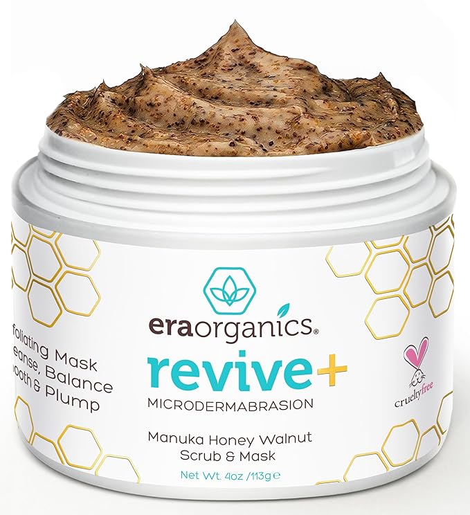 Manuka Honey Exfoliating Face Scrub – Gentle Microdermabrasion Face Exfoliator to Help Smooth, Soften & Balance with Moisturizing Organic Superfoods 4oz