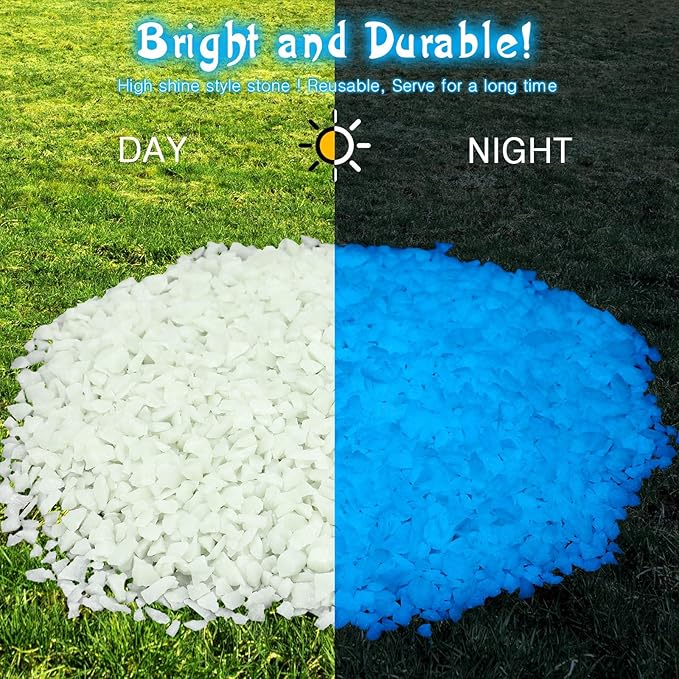 Wesiti Glow in The Dark Gravel, Fluorescent Glow in The Dark Rocks Decorations Fish Tank Rocks Decorative Aquarium Gravel Stones for Garden Room Planter Aesthetic, 300g/ 0.66lb (Sky Blue, 3-5 mm)