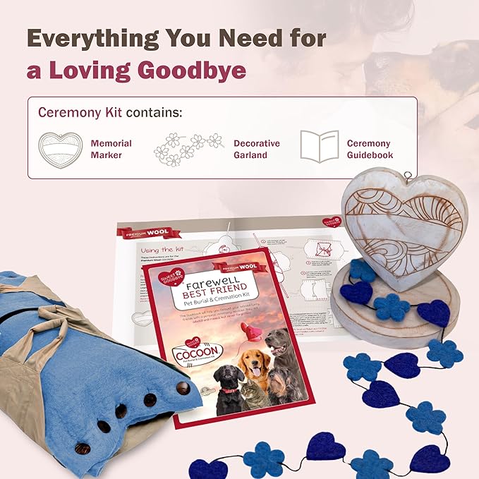Cocoon® - Eco-Friendly Pet Burial & Cremation Ceremony Kit (Premium Wool) - Casket for Dogs and Cats – Size for Every Breed (Choose Size & Color) (Medium, Light Blue)