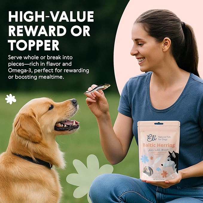 Eli Baltic Herring – A Natural, Protein-Packed Dog Treat Made from Whole Small Fish, Rich in Omega-3, Ideal as a Flavorful Snack or Meal Topper, Single Ingredient, Grain Free, Air Dried – 2 Pack