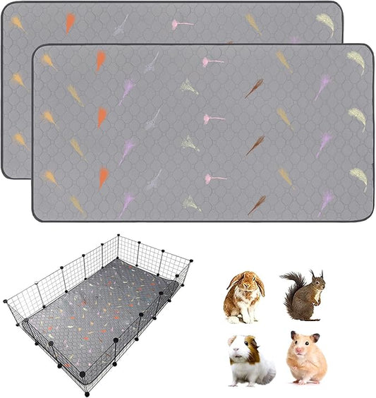 2Pcs Guinea Pig Cage Liners,Guinea Pig Fleece Cage Liners36''X60'' Super Absorbent Washable Pee Pads Reusable for Rabbit Hamster Chinchilla