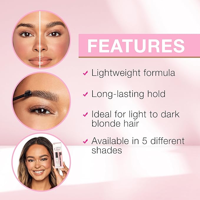 Ardell Brow Glue Taupe with Styling Brush ??Tinted Eyebrow Gel for Lamination Lift, All-Day Extreme Hold Brow Gel for Defined & Fluffy Brows, 0.35 oz