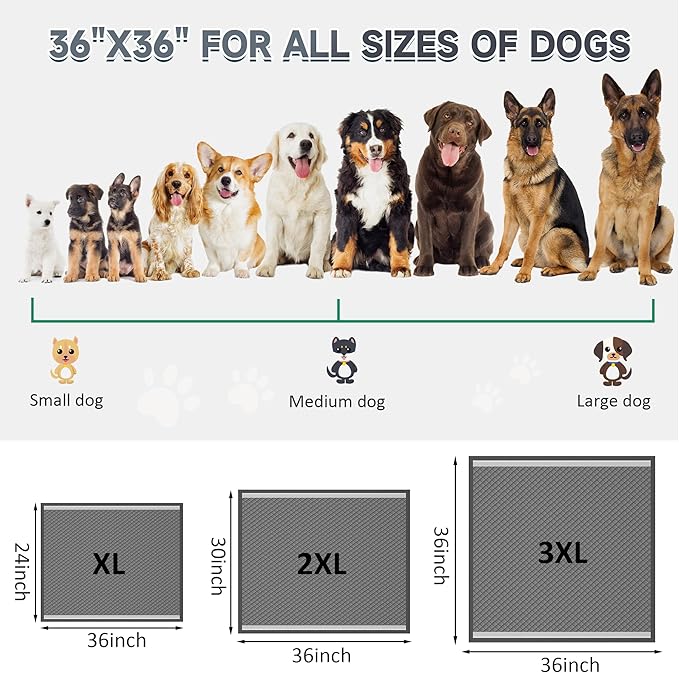 Extra Large Activated Charcoal Puppy Pads 36"x36", 32 Count – Leak-Proof & Super Absorbent 6-Layer Disposable Pee Pads with Advanced Odor Control & Quick Dry for Dog Training, Home Protection & Cat