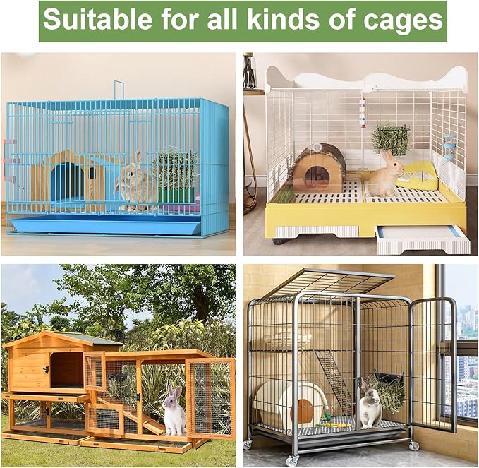 Upgrades 2pcs Hay Feeder Rabbit - Guinea Pig - Metal Frame Hay Rack with Adjustable Hook - Less Wasted - for Guinea Pig, Bunny, Chinchilla Cage Accessories - Bunny Feeder