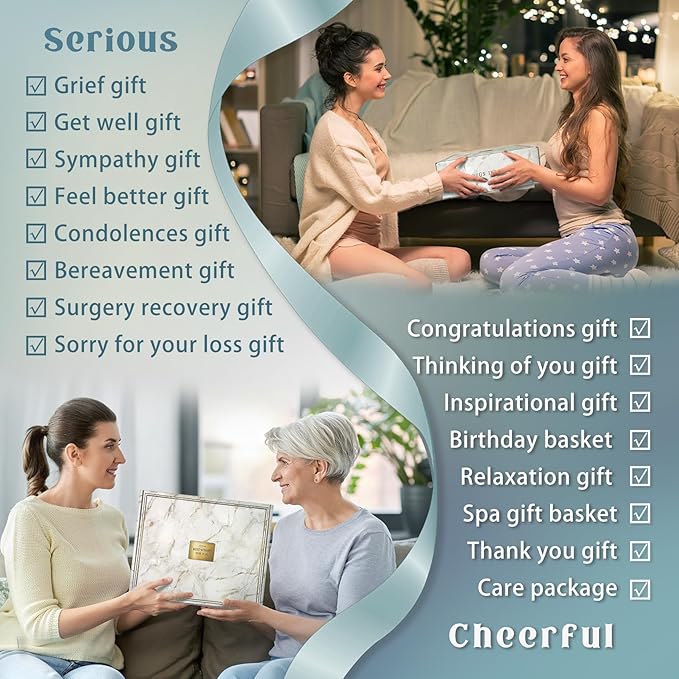 Birthday Gifts for Women Self Care Gifts Get Well Soon Gifts Baskets with Moon lamp for Women After Surgery,11PC Spa,Thinking of You Gift, Care Package for Mom Friend (Turquoise)