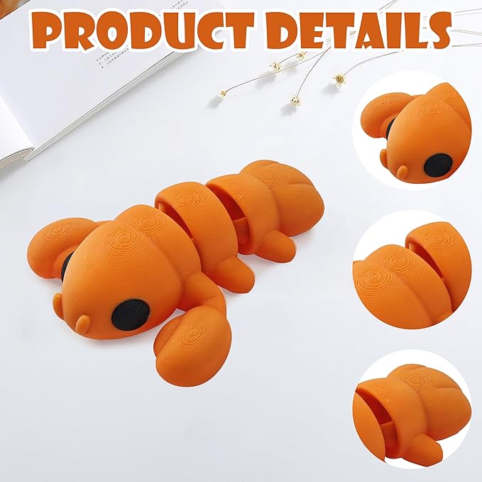 5.5IN 3D Printed Animals for Kids' Room Decor, Adorable 3D Printed Toys for Birthday Gifts and Party Favors, Unique 3D Printed Stuff for Desk Organizers and Creative Collections (Shrimp)