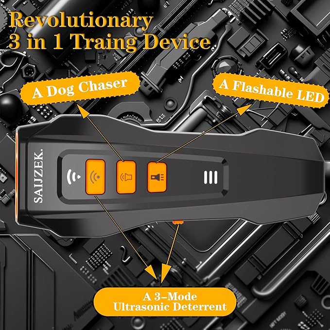 Ultrasonic Dog Trainer G2 | 3-in-1 Bark Deterrent | Anti Barking Training Device ，Dog Silencer | Barks No More Devices | Stop Control Dogs Bad Behavior | Stopper Corrector Clicker Repellent (Black)