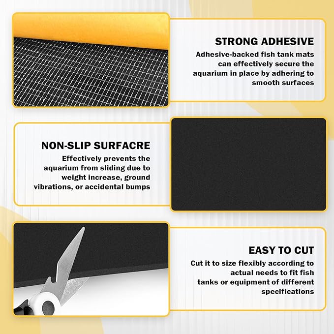 Aquarium Leveling Mat for Fish Tanks, Neoprene Fish Tank Mat 23.6X 15.7inch,Non-Slip Shockproof Fish Tank Pad to Reduce Tank Noise,Prevents Scratches on Desks/Floor,Cut-to-Fit for Small/Medium Tanks