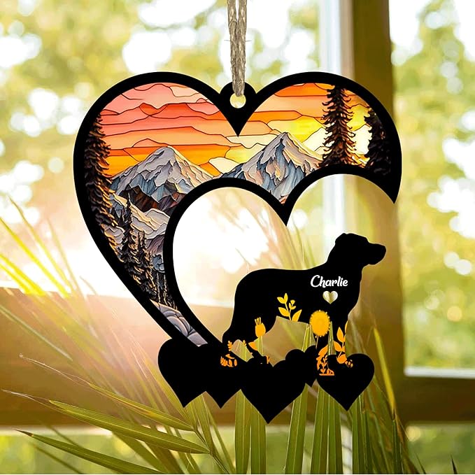Lovely POD Greater Swiss Mountain Suncatcher Ornaments, Personalized Greater Swiss Mountain Memorial with Name, Dogs Loss Ornaments, Dog Remembrance Gift, Dog Memory, Loss of Dogs Sympathy Gifts
