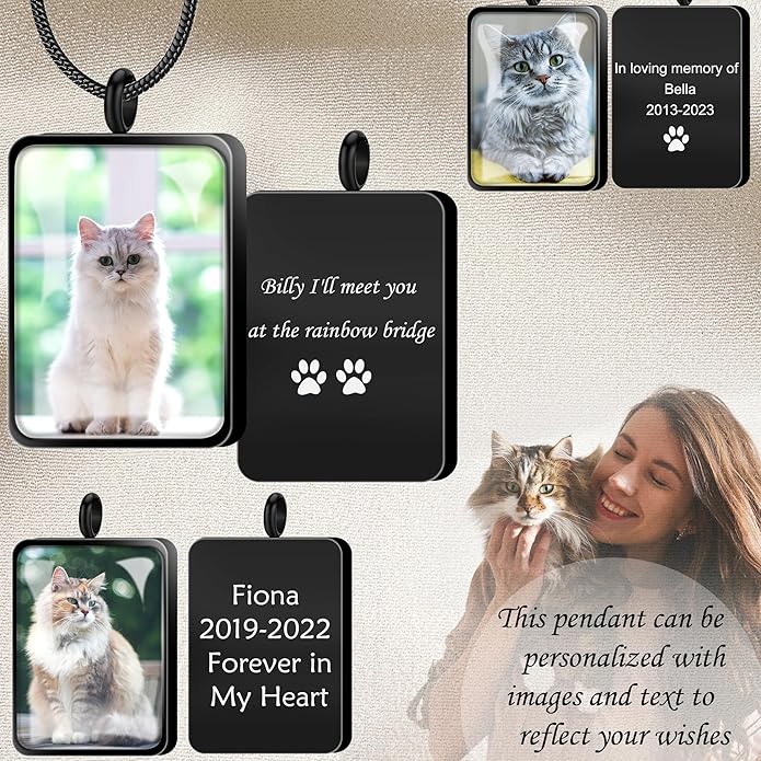Fanery Sue Pet Ashes Necklace Cremation Jewelry Personalized Picture&Quote Memorial Gifts for Loss of Dog/Cat Urn Necklaces Pets Loss Sympathy Gift Keepsake for Women